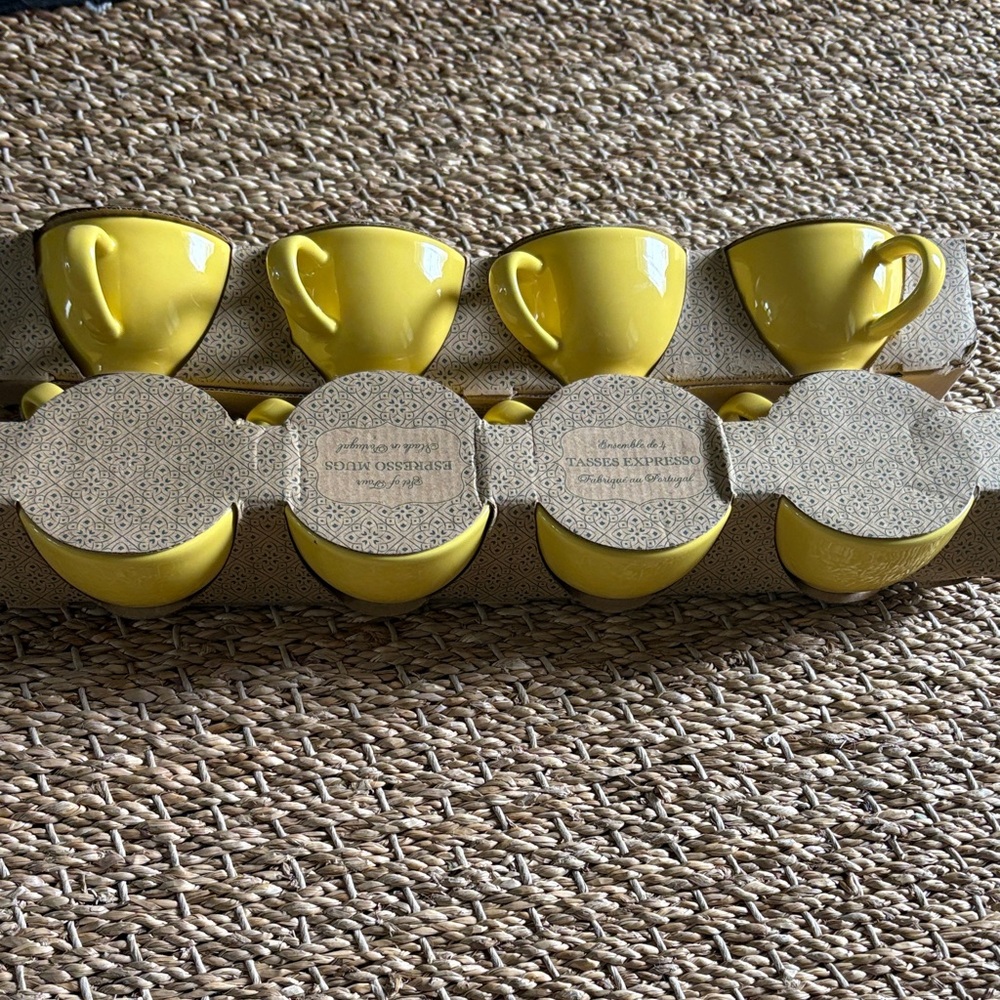 Yellow Ceramic Espresso Cups Set Made in Portugal. NWOT